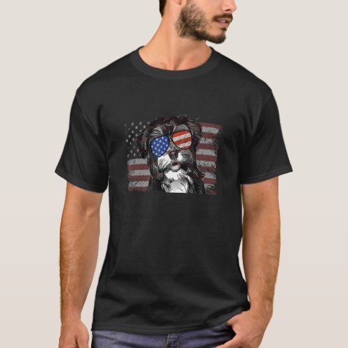 Havanese Dog July 4th Retro Usa American Flag T_Shirt