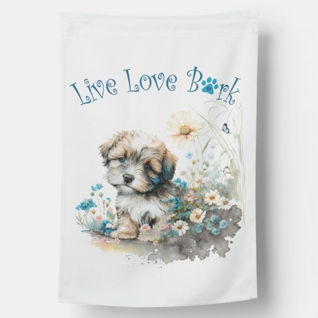 Havanese Dog Mom Floral House Flag (Back)