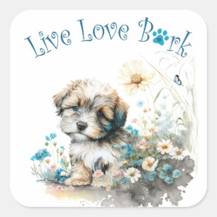 Havanese Dog Mom Floral Square Sticker