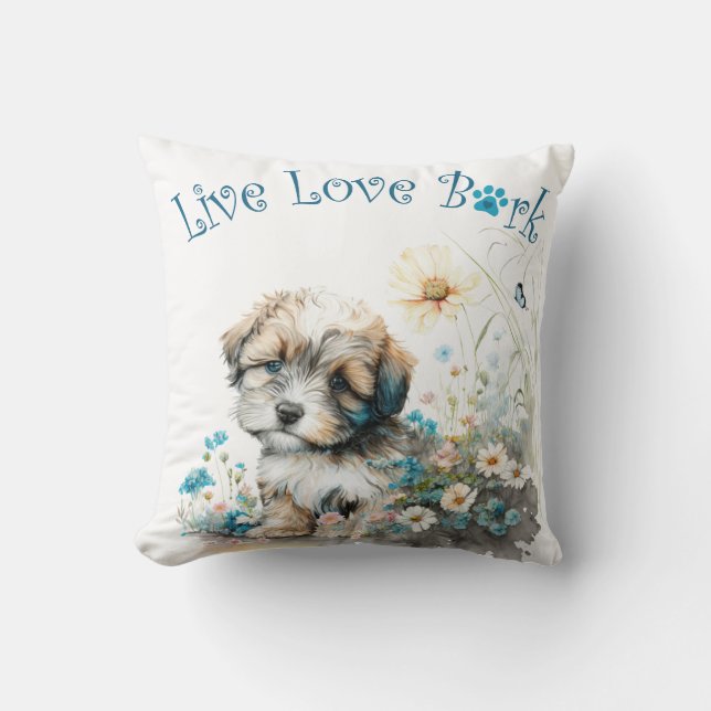 Havanese Dog Mom Floral Throw Pillow (Front)