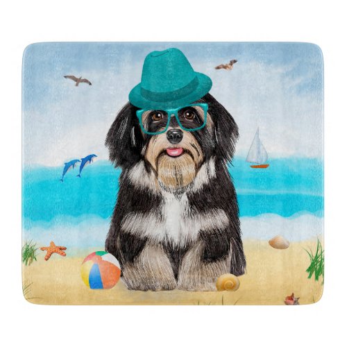 Havanese Dog on Beach Cutting Board