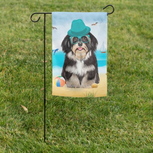 Havanese Dog on Beach  Garden Flag