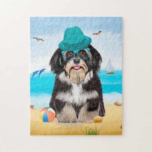 Havanese Dog on Beach Jigsaw Puzzle