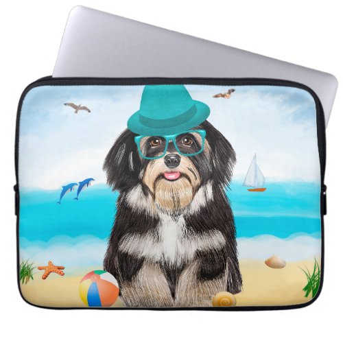 Havanese Dog on Beach Laptop Sleeve