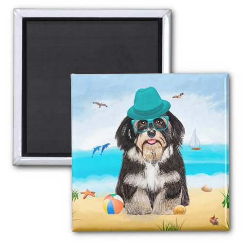 Havanese Dog on Beach Magnet