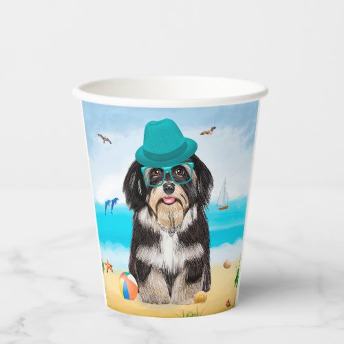 Havanese Dog on Beach Paper Cups