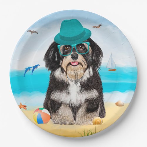 Havanese Dog on Beach Paper Plates