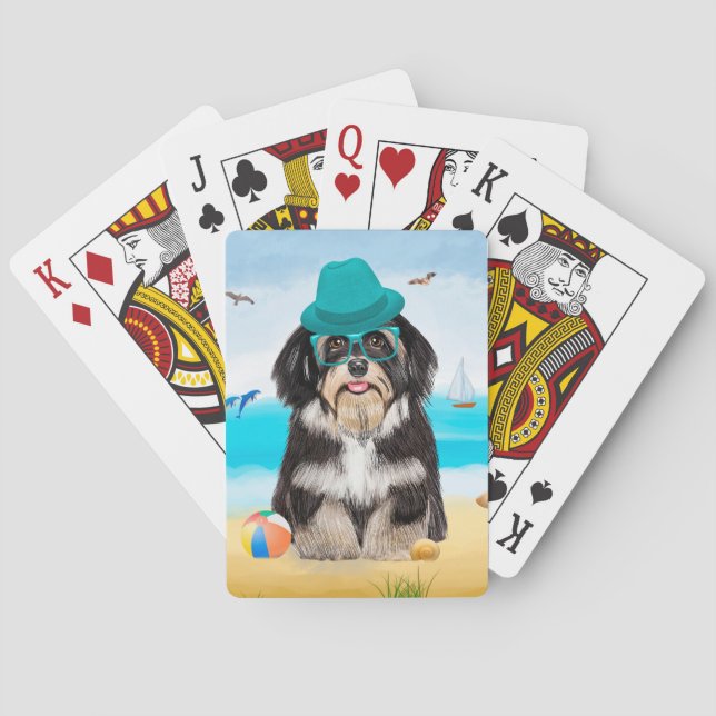 Havanese Dog on Beach Poker Cards (Back)
