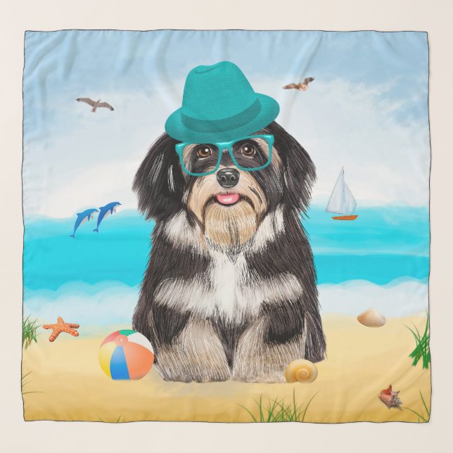 Havanese Dog on Beach Scarf (Front)
