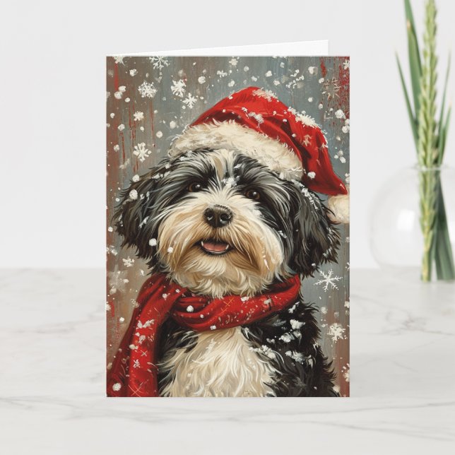 Havanese dog Personalized Christmas  Holiday Card (Front)
