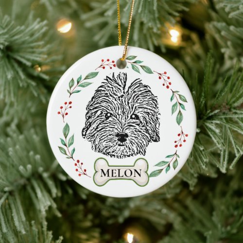 Havanese Dog Personalized Hand Drawing Ceramic Ornament