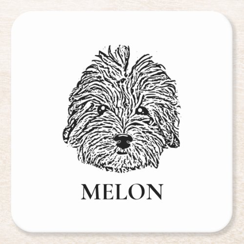 Havanese Dog personalized Hand Drawing Square Paper Coaster