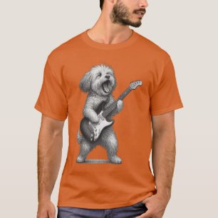 Havanese Dog Playing Guitar Rock Music Dog Lover f T-Shirt