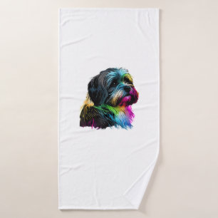 Havanese Dog Pop Art Design Havanese Lovers  Bath Towel