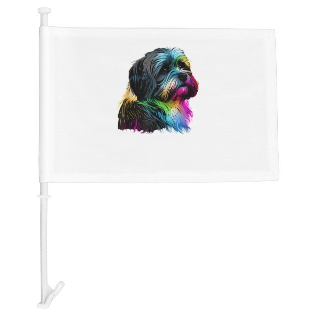Havanese Dog Pop Art Design Havanese Lovers  Car Flag (Front)