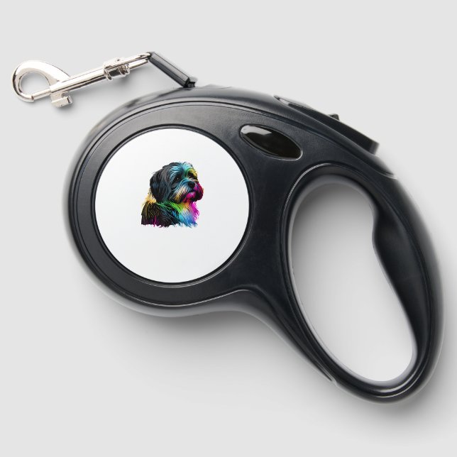Havanese Dog Pop Art Design Havanese Lovers  Retractable Pet Leash (Front)