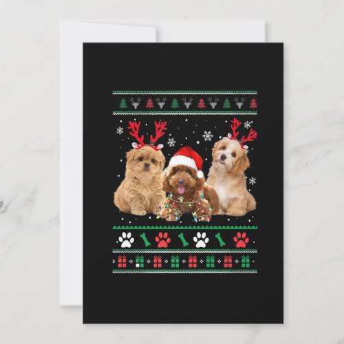 Havanese Dog Reindeer lights UGLY Christmas Pajama Holiday Card