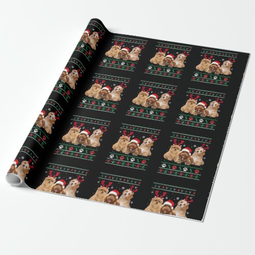 Havanese Dog Reindeer lights UGLY Christmas Pajama Wrapping Paper
