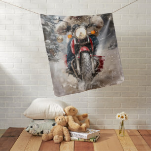 Havanese Dog Riding Motorcycle Christmas Baby Blanket