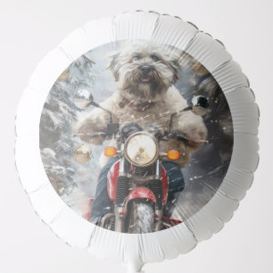 Havanese Dog Riding Motorcycle Christmas Balloon