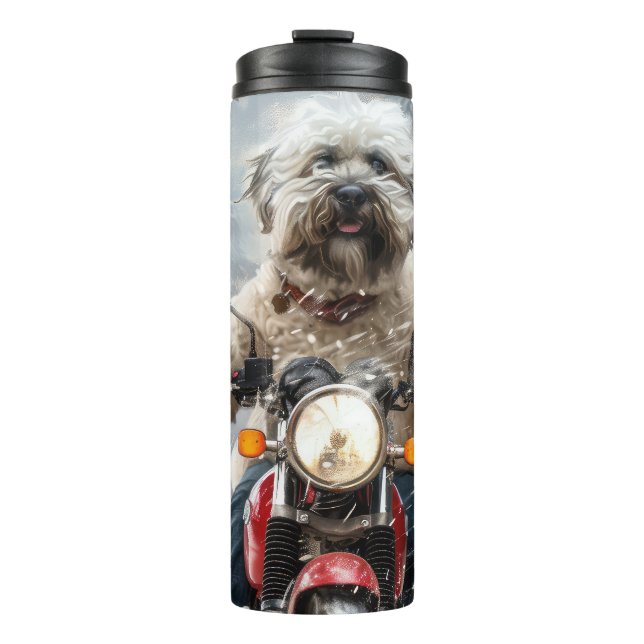 Havanese Dog Riding Motorcycle Christmas Thermal Tumbler (Front)