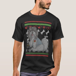 Havanese Dog Santa Claus Ugly Christmas Pattern X T-Shirt