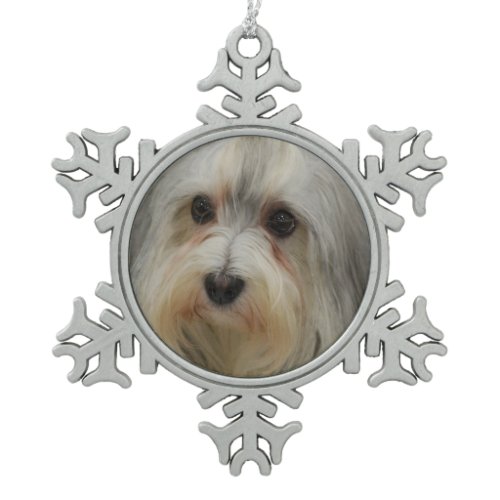 Havanese Dog Snowflake Pewter Christmas Ornament