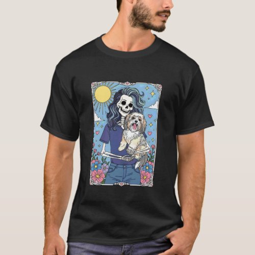 Havanese Dog Tarot Card Halloween Costume Skeleton T-Shirt