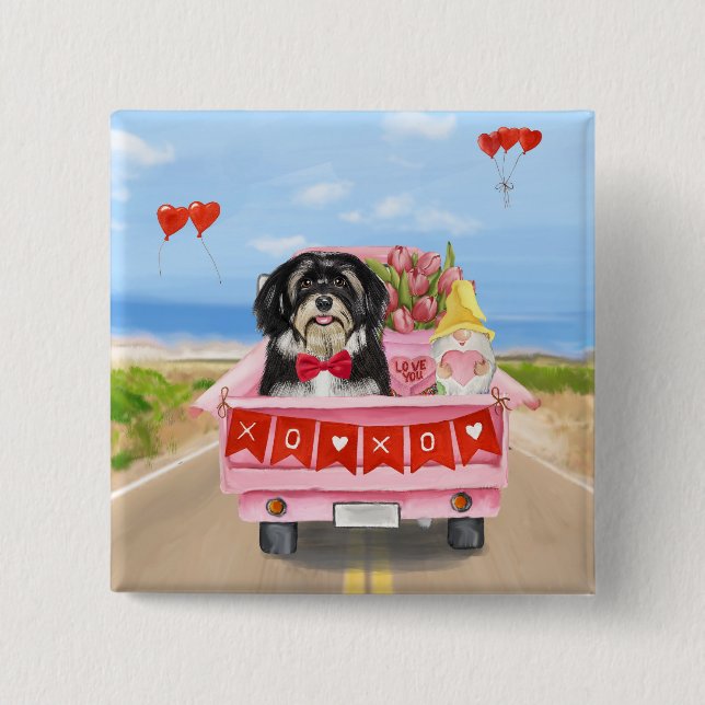 Havanese Dog Valentine's Day Truck Button (Front)