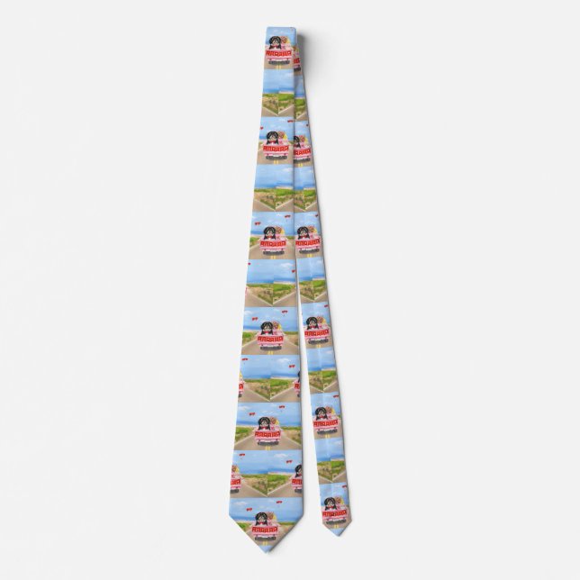 Havanese Dog Valentine's Day Truck  Neck Tie (Front)