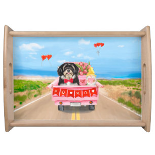 Havanese Dog Valentine's Day Truck Serving Tray