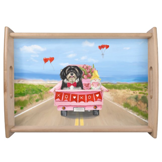 Havanese Dog Valentine's Day Truck Serving Tray (Front)