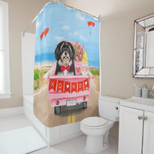 Havanese Dog Valentine's Day Truck Shower Curtain