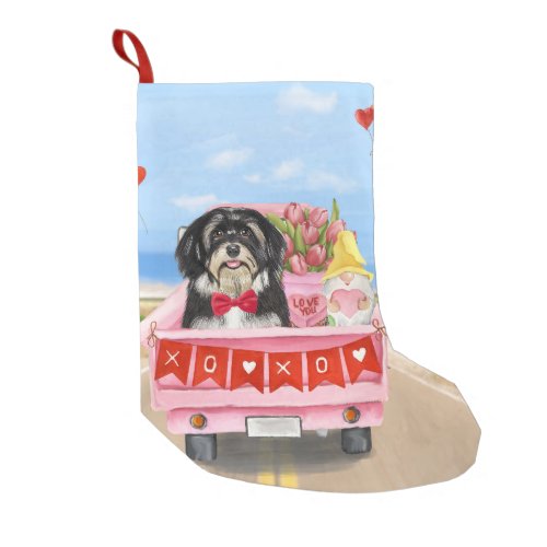 Havanese Dog Valentines Day Truck Small Christmas Stocking