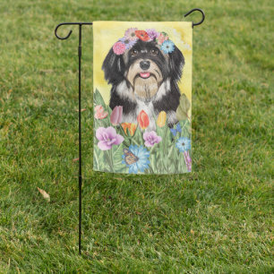 Havanese Dog with Flowers Spring Garden Flag