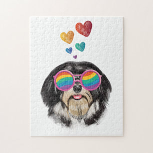 Havanese Dog with Hearts Valentine's Day Jigsaw Puzzle