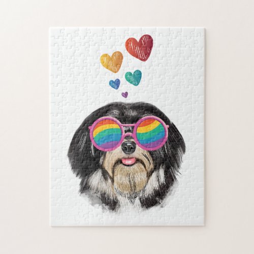 Havanese Dog with Hearts Valentines Day Jigsaw Puzzle