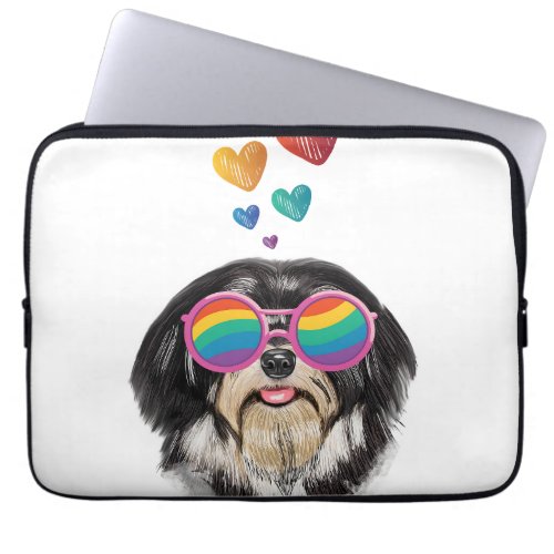 Havanese Dog with Hearts Valentines Day Laptop Sleeve
