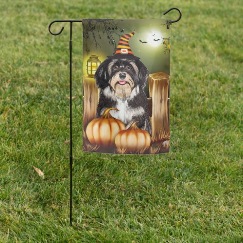 Havanese Dog with Witch Hat Halloween Gift Idea Garden Flag