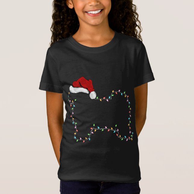 Havanese Dog Xmas Lighting Santa Hat Havanese Chri T-Shirt (Front)