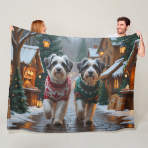 Havanese Dogs Christmas Snow Holiday Fleece Blanket