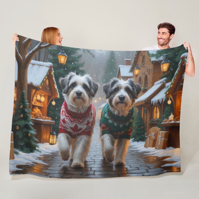 Havanese Dogs Christmas Snow Holiday  Fleece Blanket (In Situ)