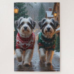 Havanese Dogs Christmas Snow Holiday  Jigsaw Puzzle