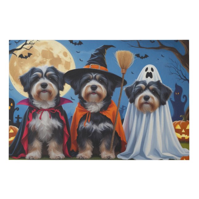Havanese Dogs Pumpkin Halloween Funny  Faux Canvas Print (Front)