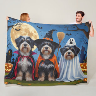 Havanese Dogs Pumpkin Halloween Funny Fleece Blanket