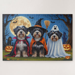 Havanese Dogs Pumpkin Halloween Funny Jigsaw Puzzle