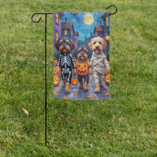 Havanese Dogs Trick-or-Treating Halloween Costumes Garden Flag