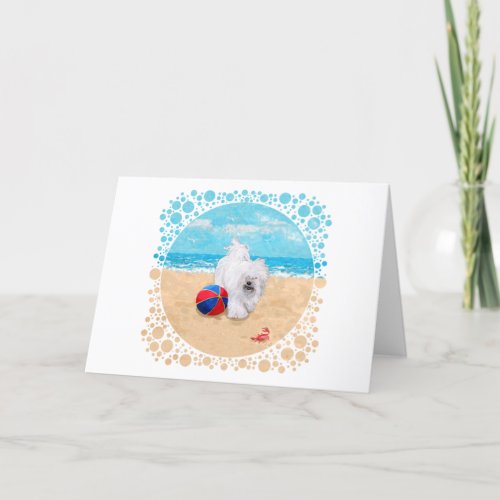 Havanese Enjoys a Day at the Beach Card