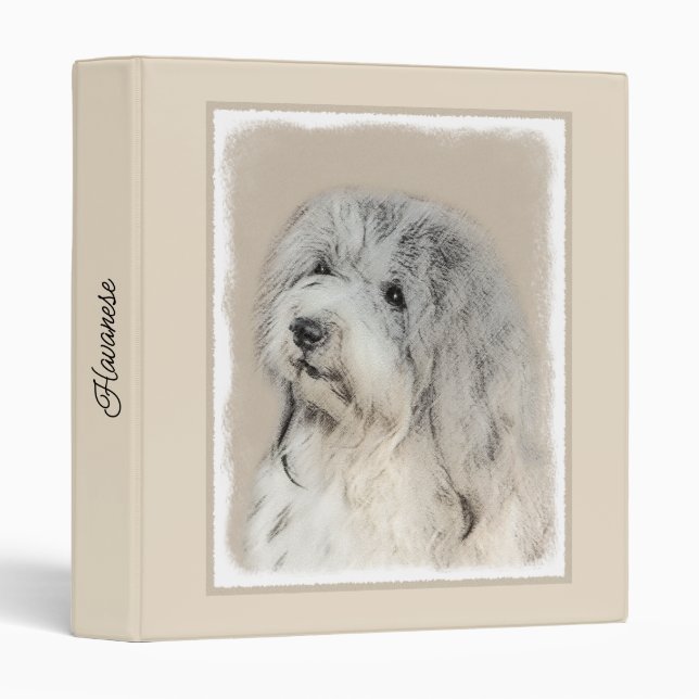 Havanese (Gold Sable) Painting - Original Dog Art 3 Ring Binder (Front/Spine)