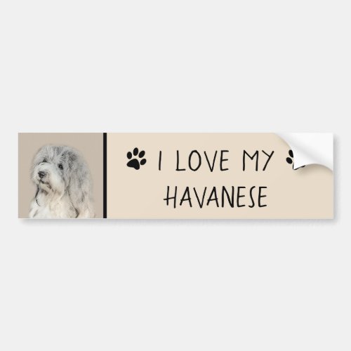 Havanese Gold Sable Painting _ Original Dog Art Bumper Sticker